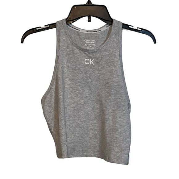 Calvin Klein Performance Racerback Crop Top grey, Medium - Picture 1 of 5